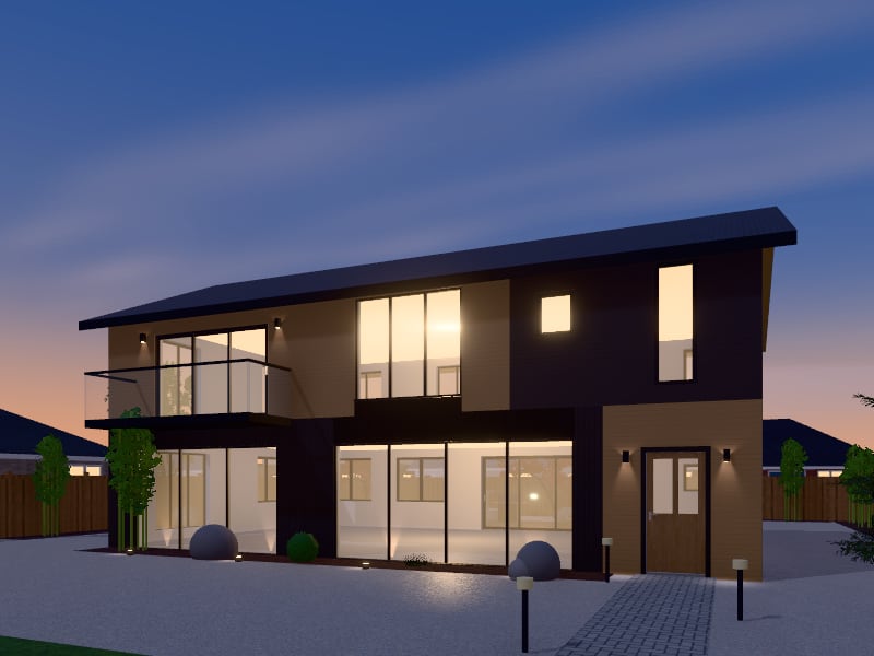 Large Japandi Townhouse, exterior view