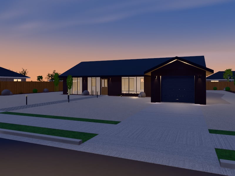 Compact Japandi Villa, exterior view