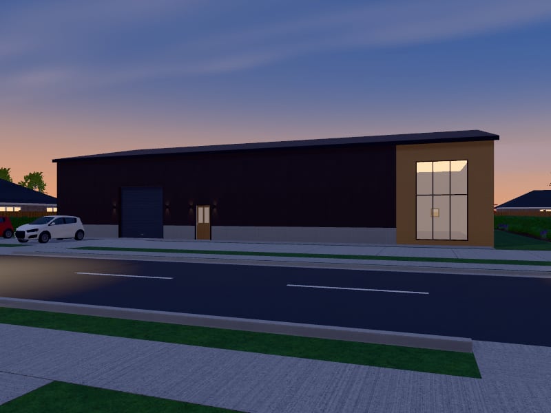 Large Japandi Warehouse, exterior view