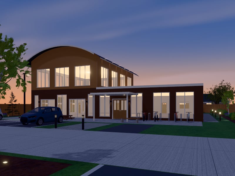 Compact Japanese Community Centre, exterior view