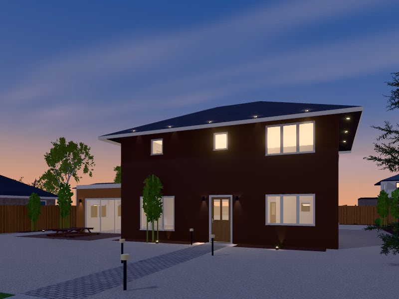 Large Japanese House with Extension, exterior view