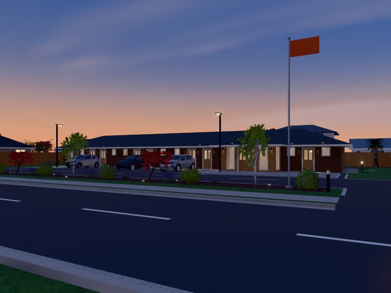 Compact Japanese Motel, exterior view