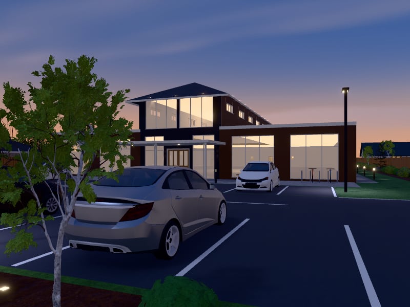 Compact Japanese Shopping Centre, exterior view