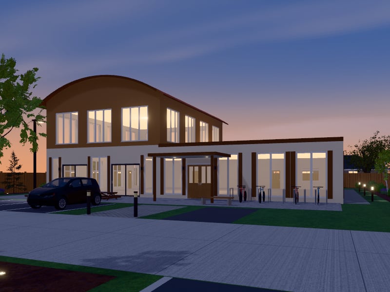 Compact Mediterranean Community Centre, exterior view