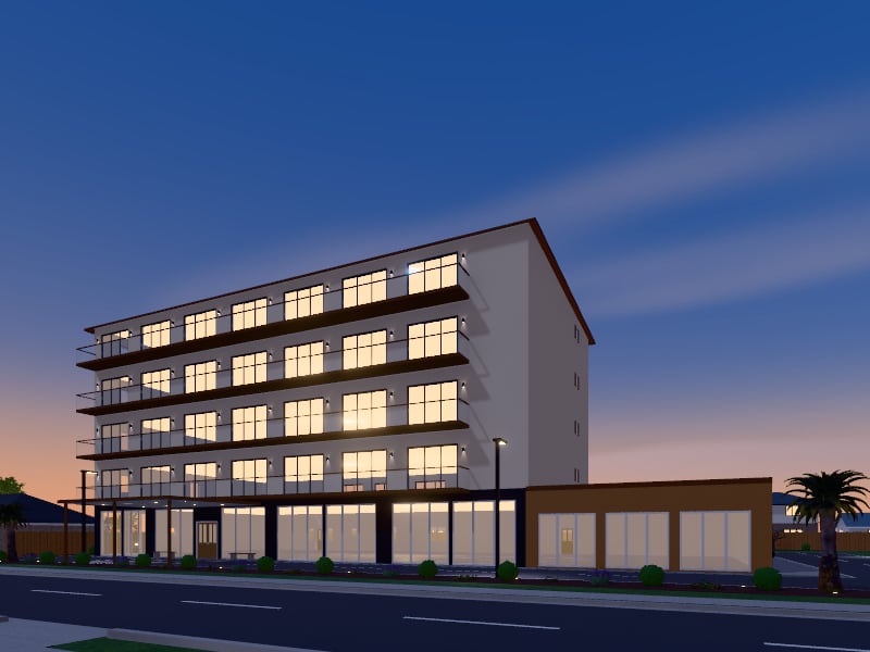 Large Mediterranean Hotel, exterior view
