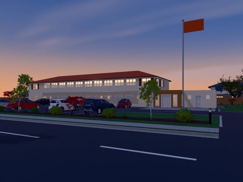 Large Mediterranean Motel, exterior view