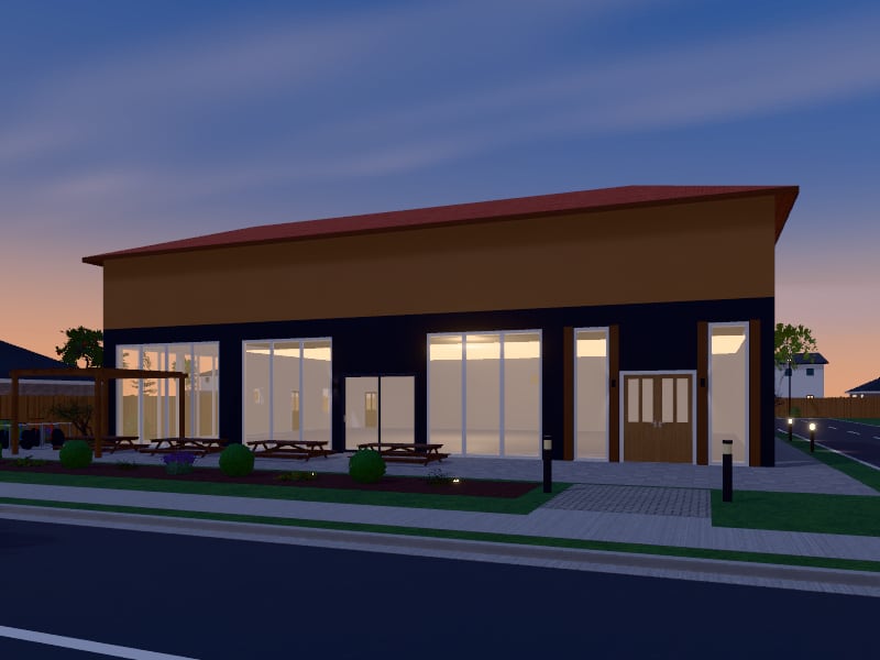 Large Mediterranean Restaurant, exterior view