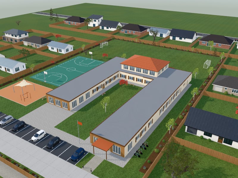 Compact Mediterranean School, exterior view