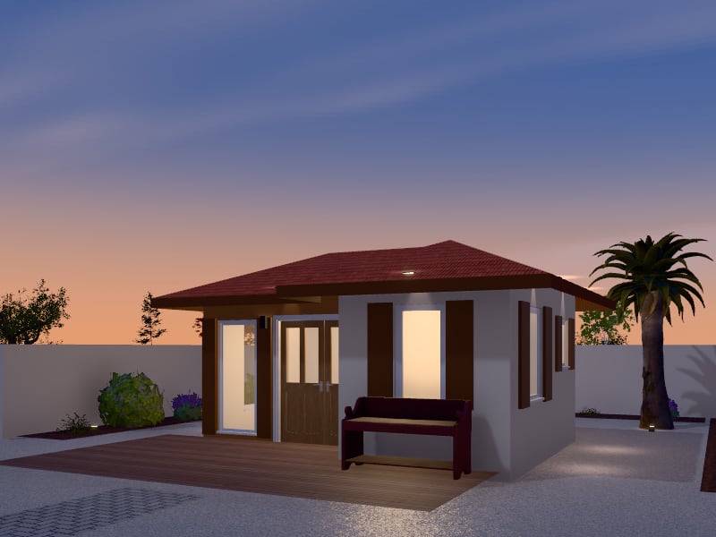 Compact Mediterranean Tiny House, exterior view