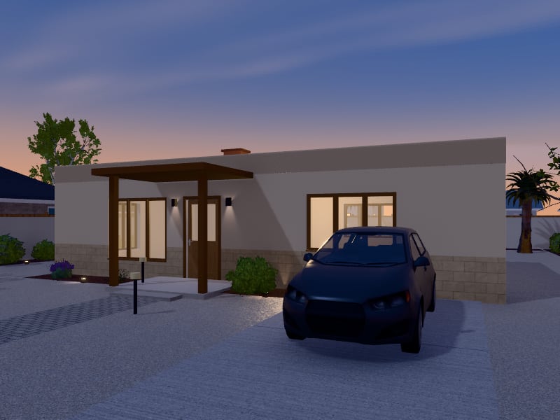 Compact Modern Arabic Bungalow, exterior view