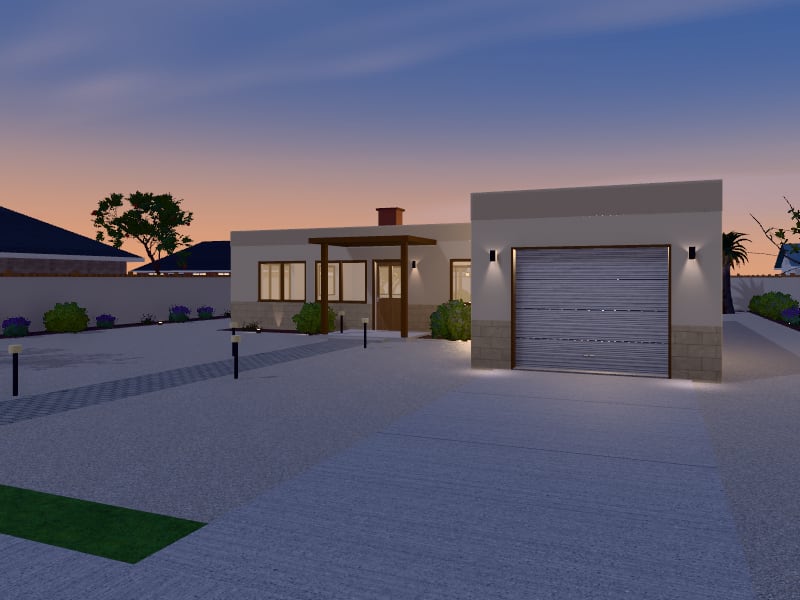 Modern Arabic Bungalow, exterior view
