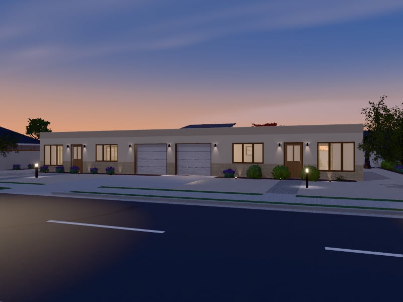 Compact Modern Arabic Duplex, exterior view