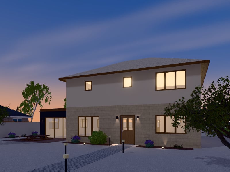 Large Modern Arabic House with Extension, exterior view