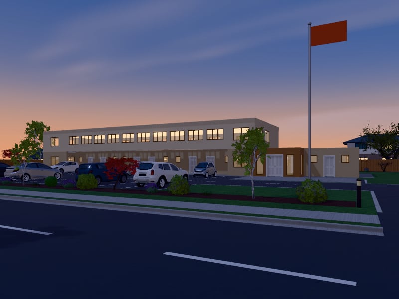 Large Modern Arabic Motel, exterior view