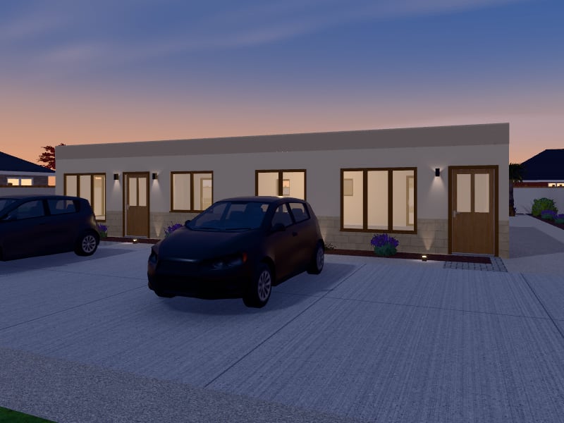 Compact Modern Arabic Rental Units, exterior view