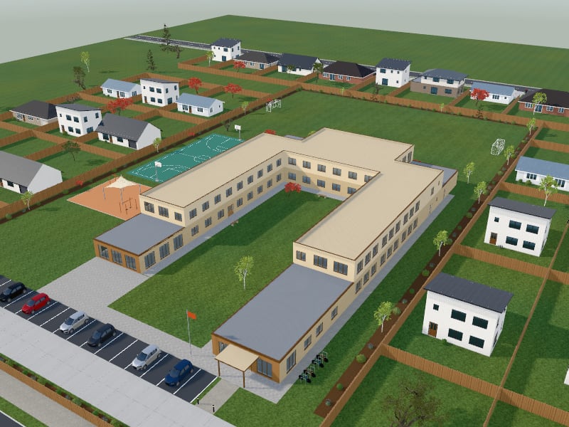 Large Modern Arabic School, exterior view