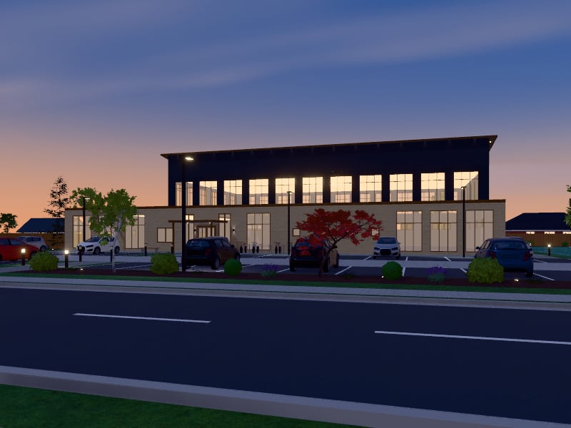 Compact Modern Arabic Sports Centre, exterior view