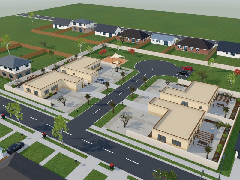 Compact Modern Arabic Subdivision, exterior view