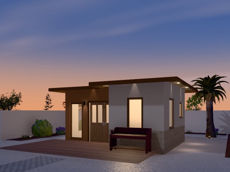 Compact Modern Arabic Tiny House, exterior view