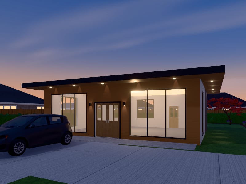 Compact Modern Café, exterior view