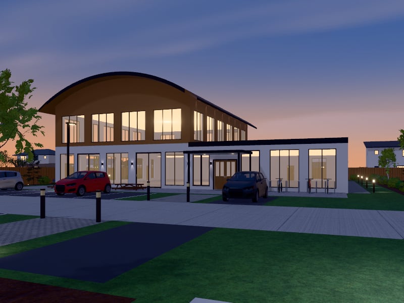 Modern Community Centre, exterior view