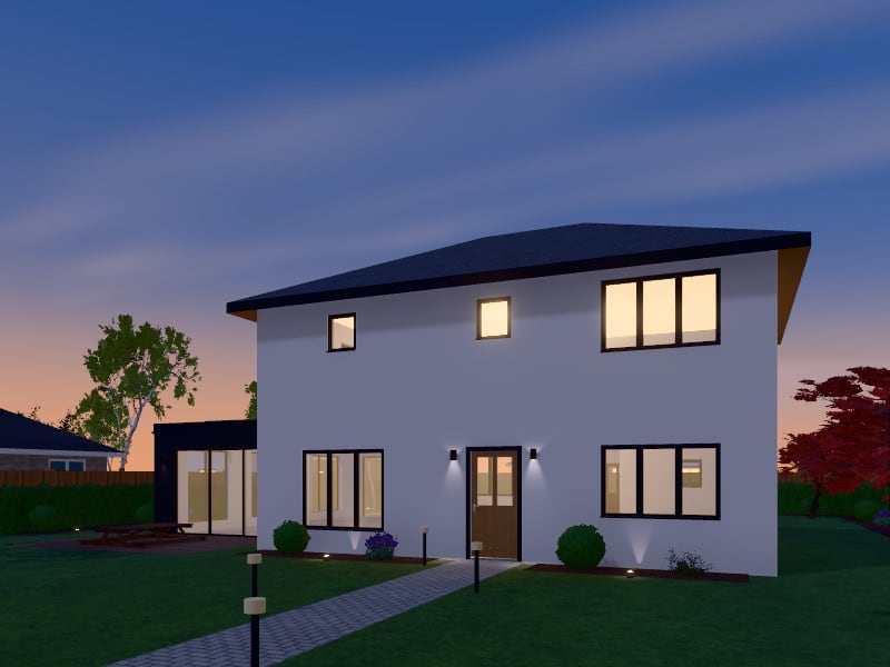 Large Modern House with Extension, exterior view