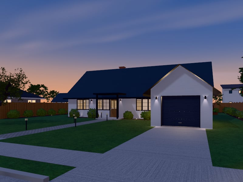 Large Modern Farmhouse Bungalow, exterior view