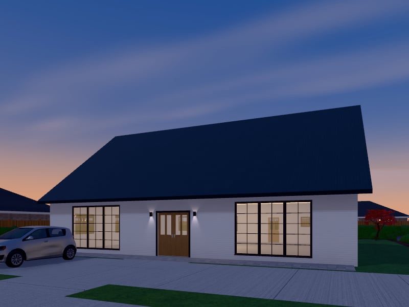 Large Modern Farmhouse Café, exterior view