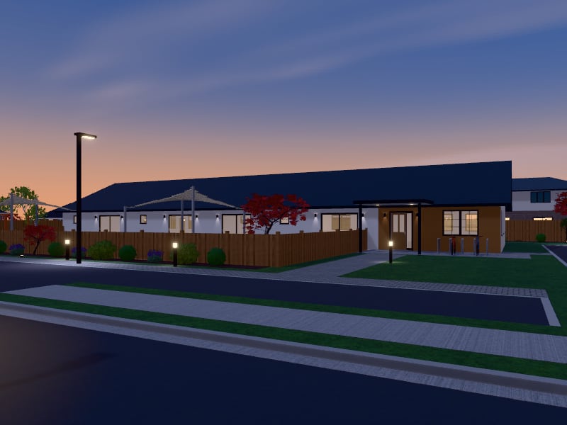 Modern Farmhouse Childcare Centre, exterior view