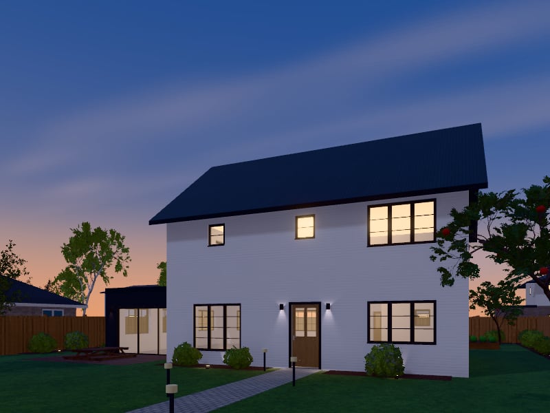 Large Modern Farmhouse House with Extension, exterior view