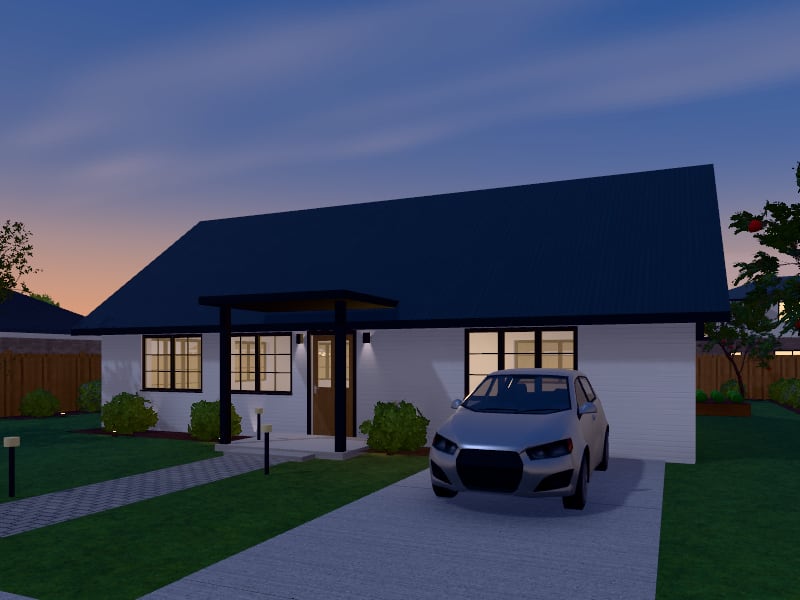 Compact Modern Farmhouse House, exterior view