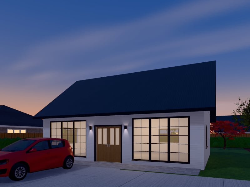 Compact Modern Farmhouse Shop, exterior view