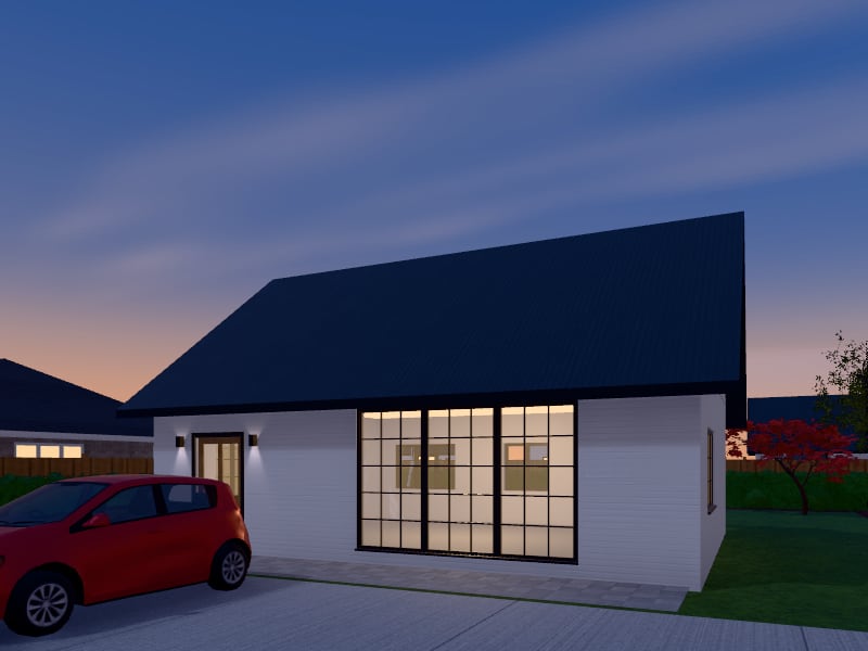 Compact Modern Farmhouse Salon, exterior view