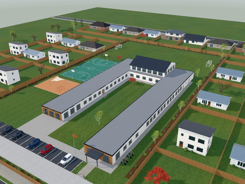 Modern Farmhouse School, exterior view