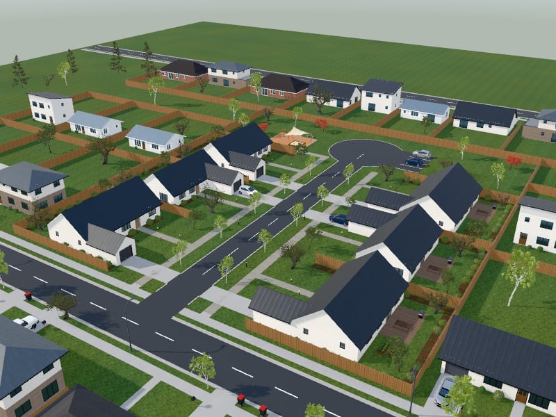 Modern Farmhouse Subdivision, exterior view