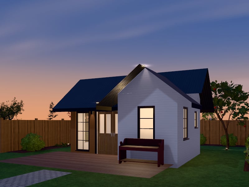 Compact Modern Farmhouse Tiny House, exterior view