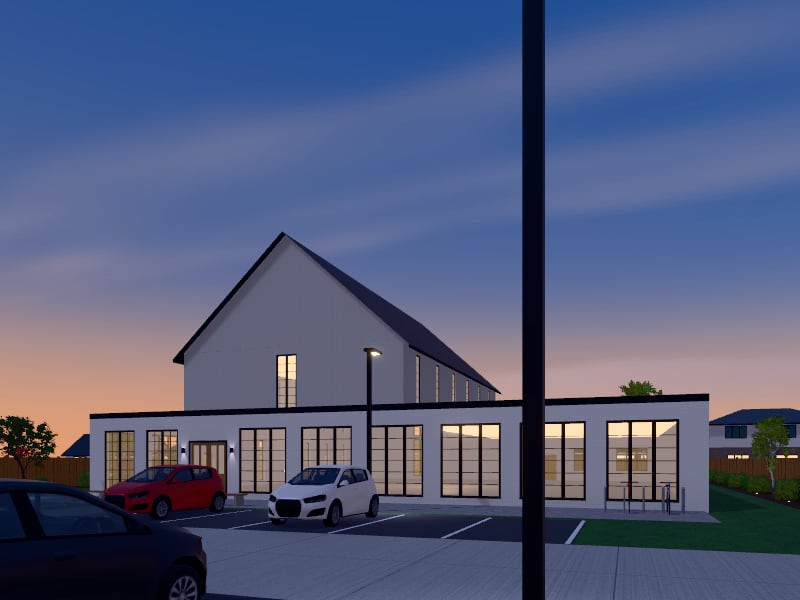 Large Modern Farmhouse Place of Worship, exterior view