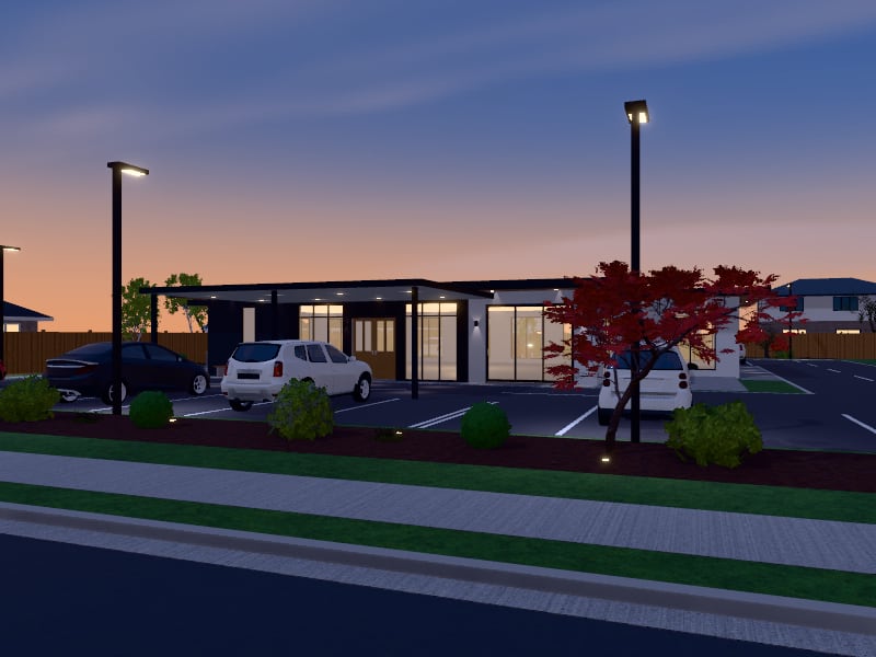 Compact Modern Medical Centre, exterior view