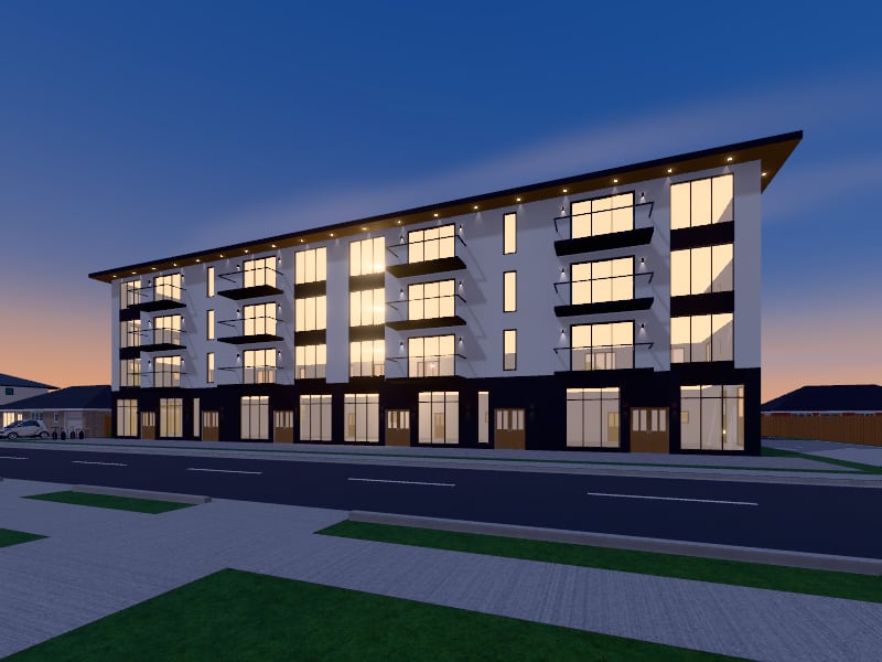 Large Modern Mixed-Use Building, exterior view