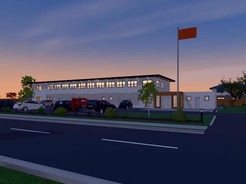Large Modern Motel, exterior view