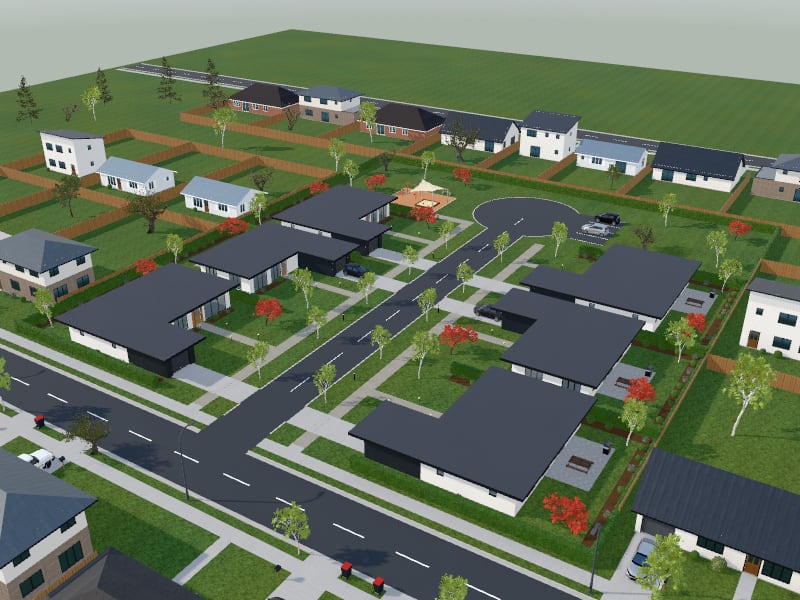 Modern Subdivision, exterior view