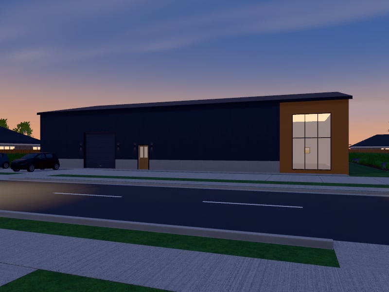 Large Modern Warehouse, exterior view