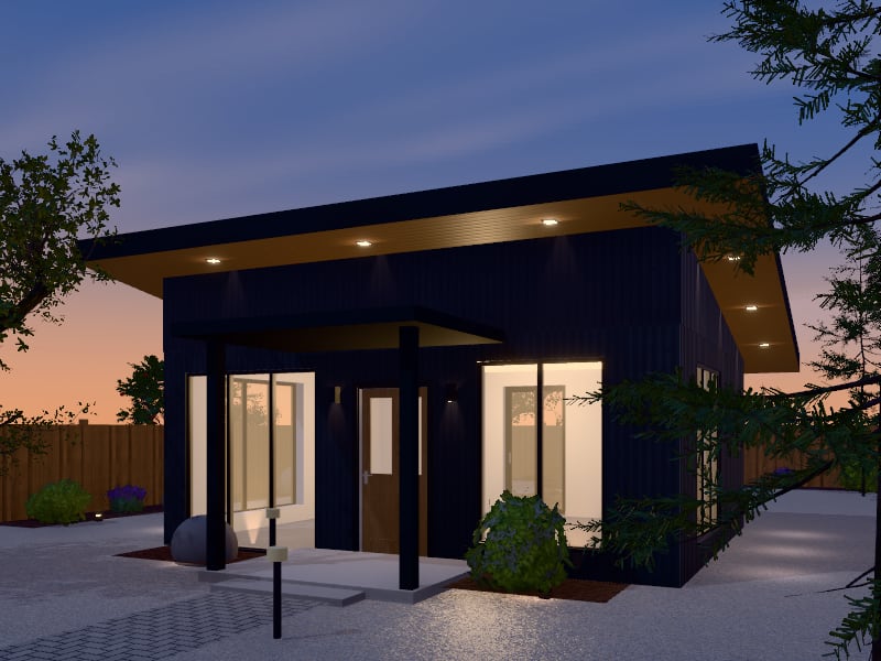 Compact New Zealand Contemporary Cabin, exterior view
