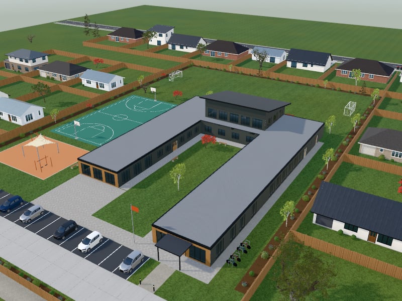 Compact New Zealand Contemporary School, exterior view