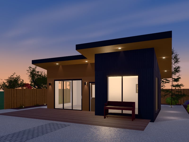 Large New Zealand Contemporary Tiny House, exterior view