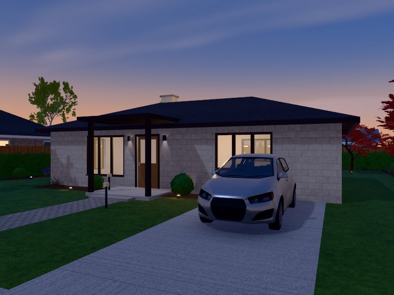 Compact Quiet Luxury Bungalow, exterior view