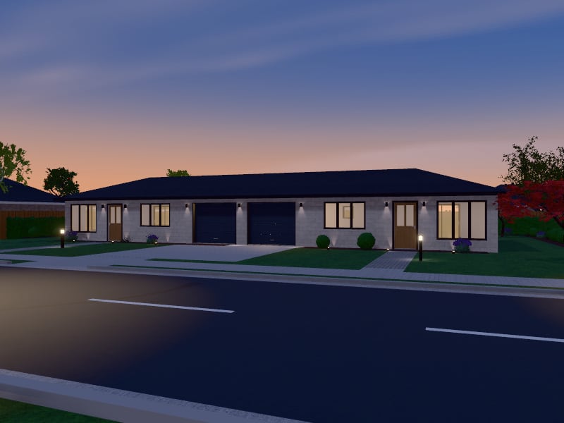 Compact Quiet Luxury Duplex, exterior view