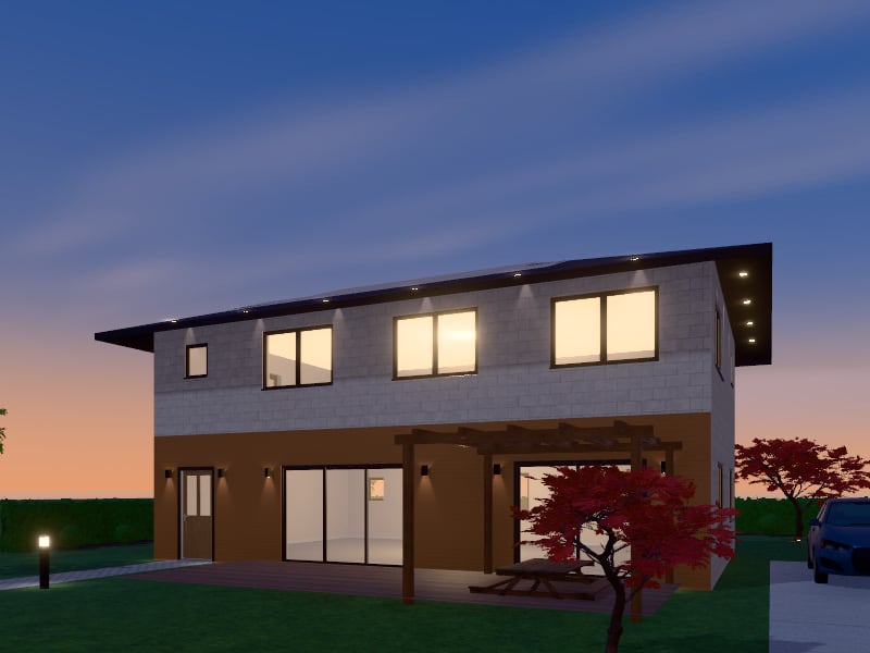 Large Quiet Luxury Sustainable House, exterior view