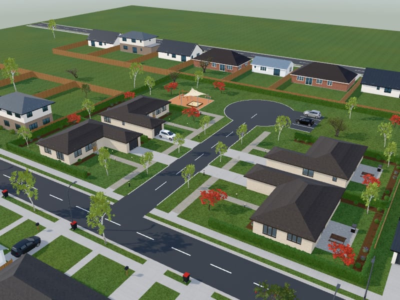 Compact Quiet Luxury Subdivision, exterior view