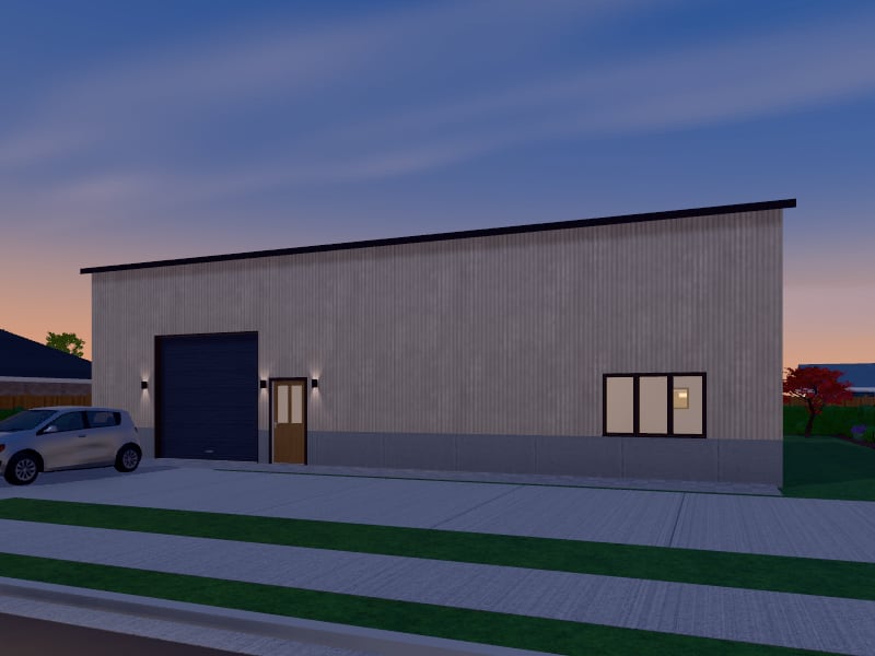 Compact Quiet Luxury Warehouse, exterior view